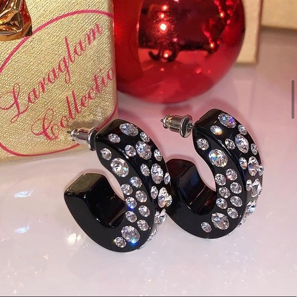 Acrylic Hoop Earrings Embellished With Genuine “Crystal Stone Elements” New! - Picture 5 of 9